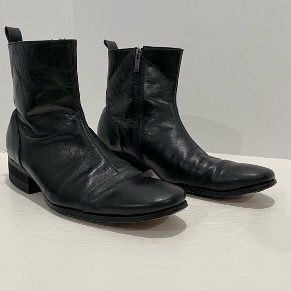 Shane Shawn Boardroom Rockstars Men's Black Leather Boots Size 8 - Picture 1 of 17